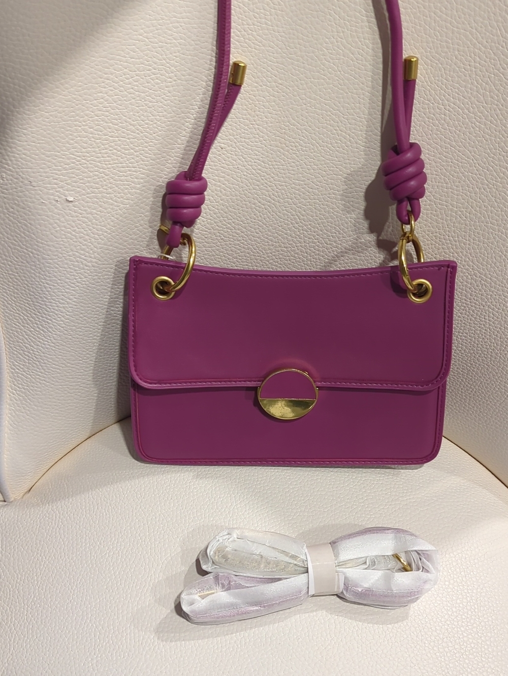 Women's Purple Crossbody Shoulder Bag with Gold Hardware